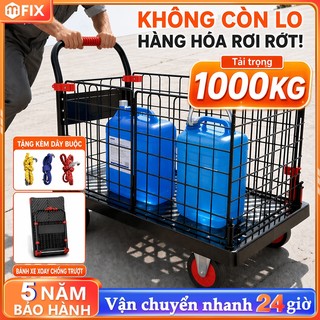 Xe đẩy hàng rào cao bảo vệ  Nhập Khẩu Tải Trọng 600kg bánh xe im lặng xoay đa năng kho hàng gia đình