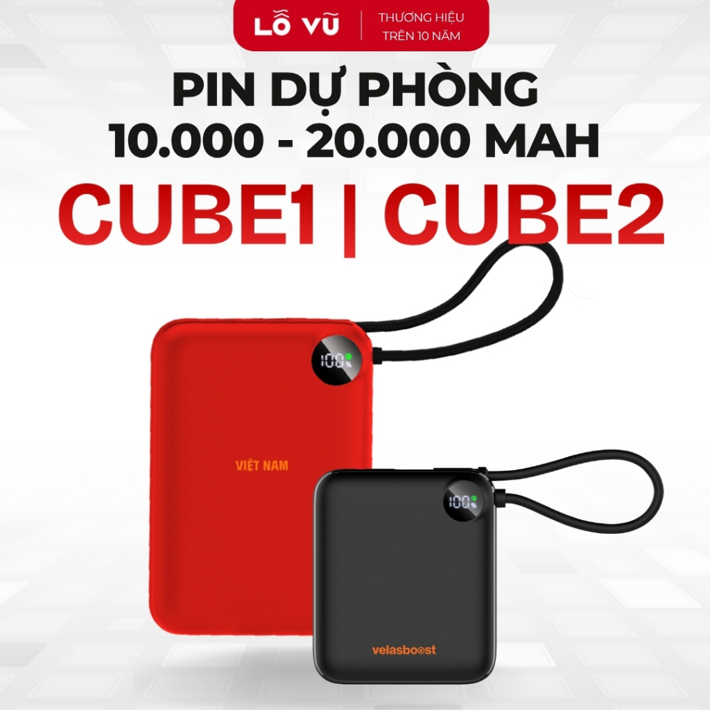 Pin sạc dự phòng 10.000mAh - 20.000 mAh CUBE1 CUBE2 velasboost – Sạc nhanh 22.5W, Tích hợp dây sạc Type-C | BigBuy360 - bigbuy360.vn