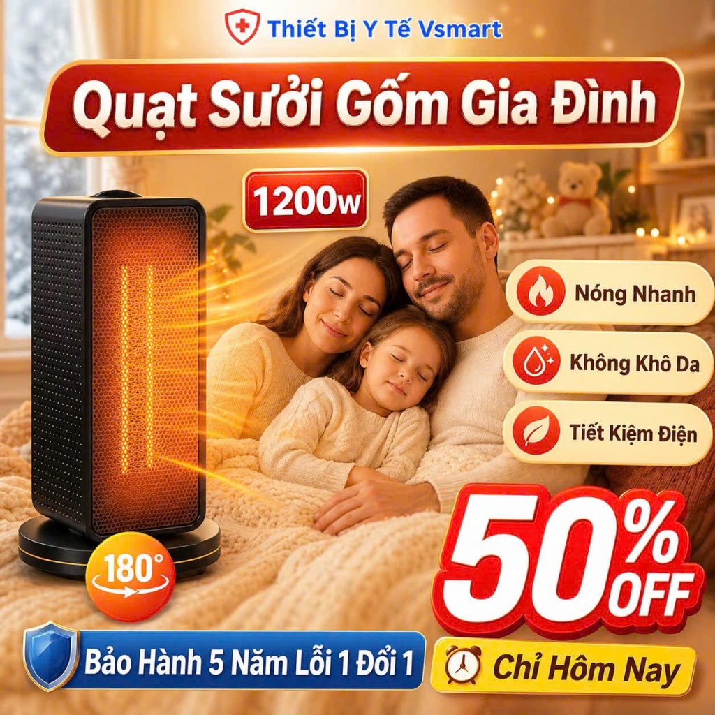 Quạt Sưởi Gốm Phòng Tắm Cho Bé 6 Chế Độ, Máy Sưởi Ấm Mini Tiết Kiệm Điện Xoay Đảo Chiều Không Khô Da