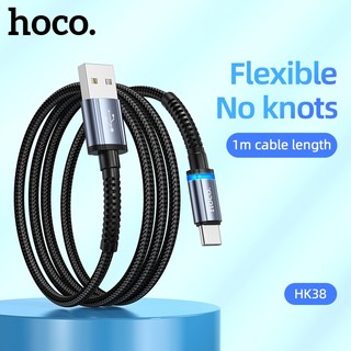 Cáp sạc nhanh báo đèn Hoco HK38 3A cổng TypeC, max 3A, dài 1M