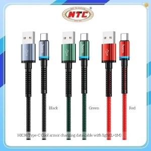 Cáp sạc nhanh báo đèn Hoco HK38 3A cổng TypeC, max 3A, dài 1M