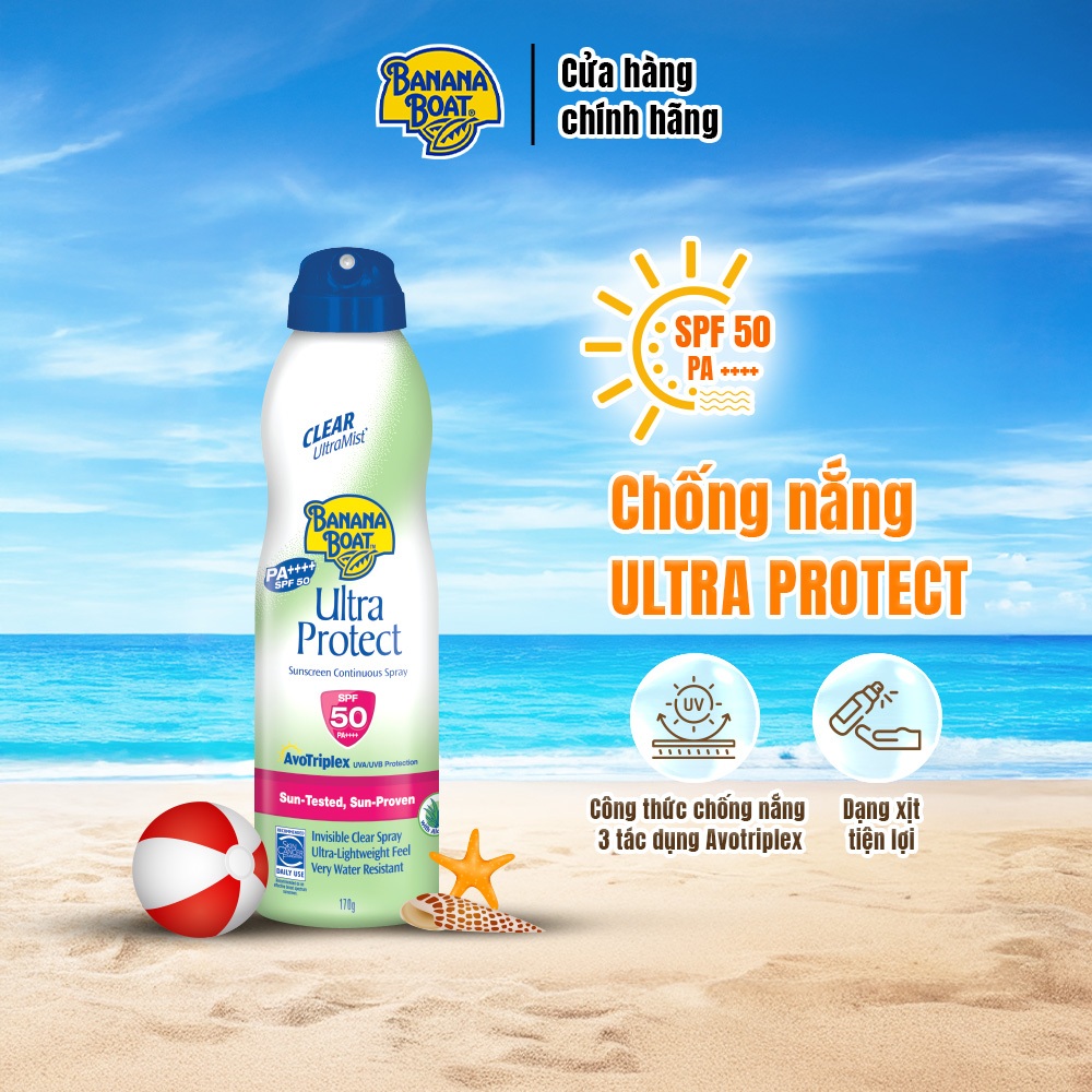 Chống Nắng Bảo Vệ Vượt Trội Banana Boat Ultra Protect - SPF50/PA++++ Dạng Xịt 170G