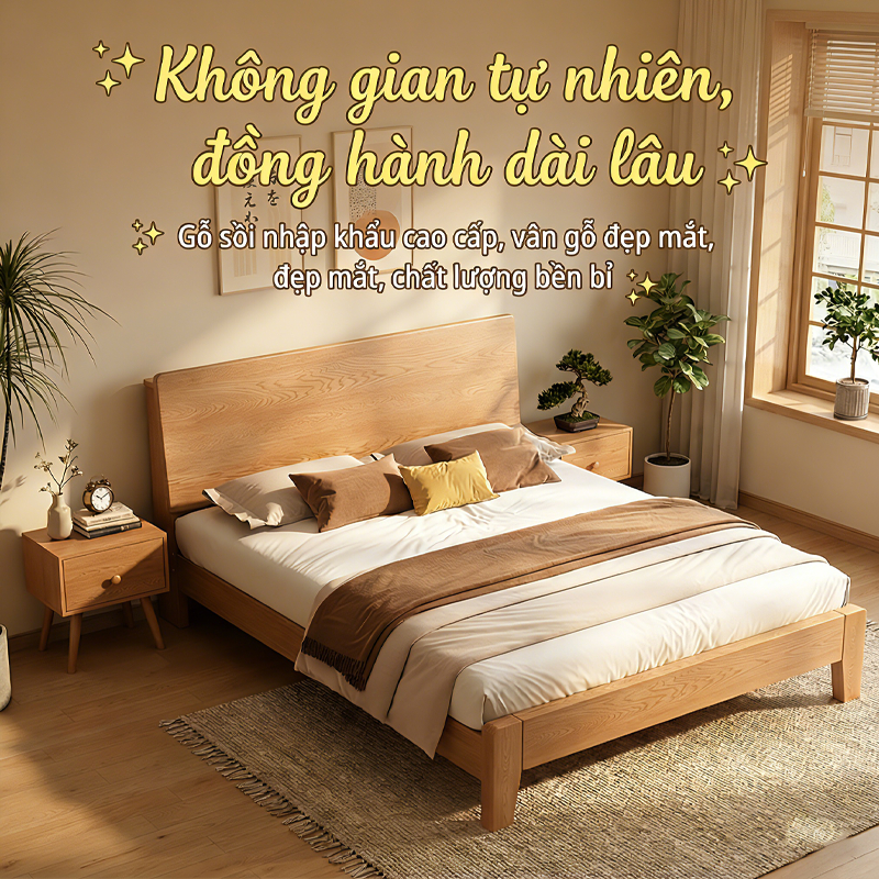 Giường Ngủ Gỗ Tre Tự Nhiên 1.2m/1.5m/1.8m Chống Ẩm Chống Mốc Chống Mối Không Formaldehyde Đầu