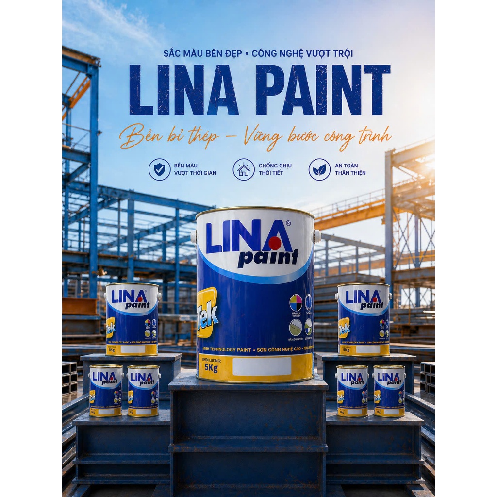 Sơn Lót Chống Rỉ Đỏ 911 Lina - Sơn Lót Chống Rỉ Xám 902 Lina ( Lon 1Kg )