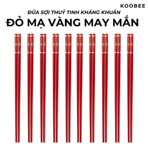 Đũa Màu Đỏ Mạ Vàng Kháng Khuẩn Cao Cấp – Đũa Ăn Cơm Sợi Thủy Tinh Chịu Nhiệt Cho Gia Đình, Đám Cưới, Hỷ Sự