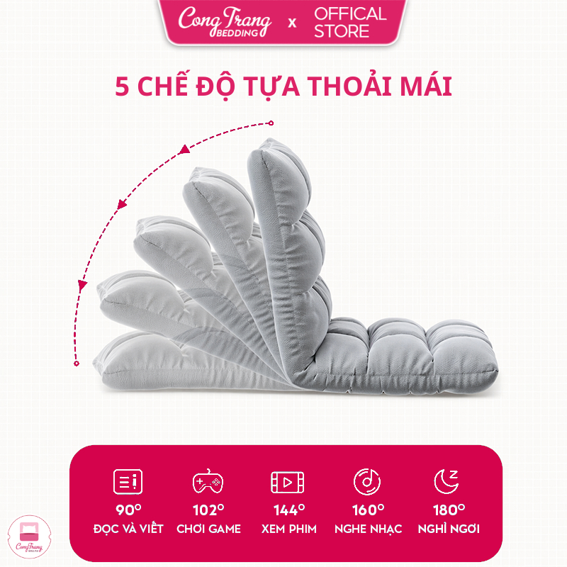 Ghế Bệt dựa lưng Tatami CongTrang Bedding kiểu nhật điều chỉnh 5 cấp độ, Chịu trọng lượng 180kg | BigBuy360 - bigbuy360.vn