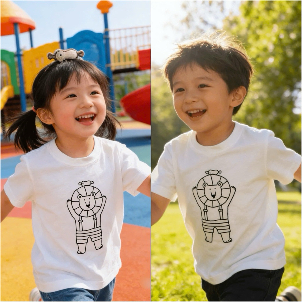 Áo Phông Bé Trai Bé Gái Ngắn Tay Xuất Dư F0902 In Hình Dễ Thương Size 80-95 (8-14kg)