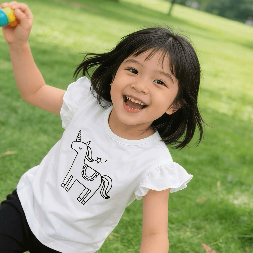 Áo Phông Bé Trai Bé Gái Ngắn Tay Xuất Dư F0902 In Hình Dễ Thương Size 80-95 (8-14kg)