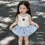 Đồ bé gái Hàn Quốc, Set đồ cá tính cho bé gái, Đồ bộ bé gái áo sát nách cotton mix chân váy xoè 8-30kg Sunny Kids
