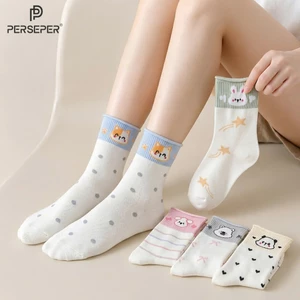 Tất vớ nữ cổ cao nhún họa tiết thú dễ thương màu sắc, chất liệu mềm mịn co giãn 4 chiều - Ekiu Perseper