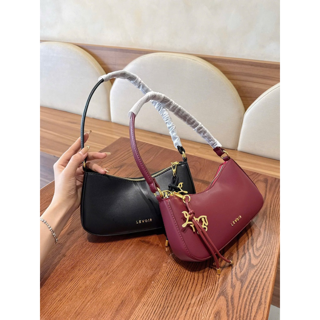 Túi xách kẹp nách TẶNG KÈM CHARM NGỰA dáng bầu size 21cm siêu xinh