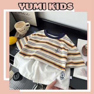 Bộ quần áo bé trai cotton thoáng mát mùa hè size 1-5 tuổi phong cách hàn quốc