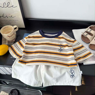 Bộ quần áo bé trai cotton thoáng mát mùa hè size 1-5 tuổi phong cách hàn quốc