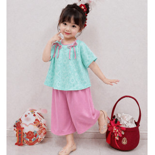 Bộ đồ bà ba bé gái chất lụa gấm cao cấp chơi Trung Thu, Pháp phục đi chùa cho bé phối nơ xinh xắn dễ thương BB03-BIATON