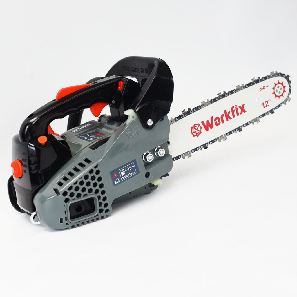Máy cưa xích dùng xăng WORKFIX WF-CX1202E, Công suất 900W, Lam 12INCH, Động cơ xăng 2 thì 25.4CC mạnh mẽ