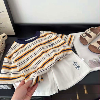 Bộ quần áo bé trai cotton thoáng mát mùa hè size 1-5 tuổi phong cách hàn quốc