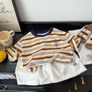 Bộ quần áo bé trai cotton thoáng mát mùa hè size 1-5 tuổi phong cách hàn quốc