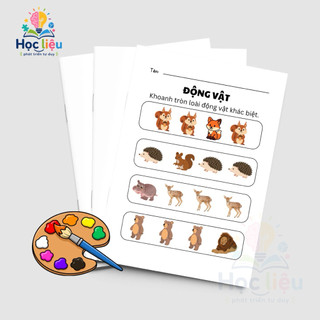 Học Liệu Tư Duy Cho Bé – Tìm Hình Khác Biệt Nhiều Chủ Đề (A4/A5 Tờ Rời)