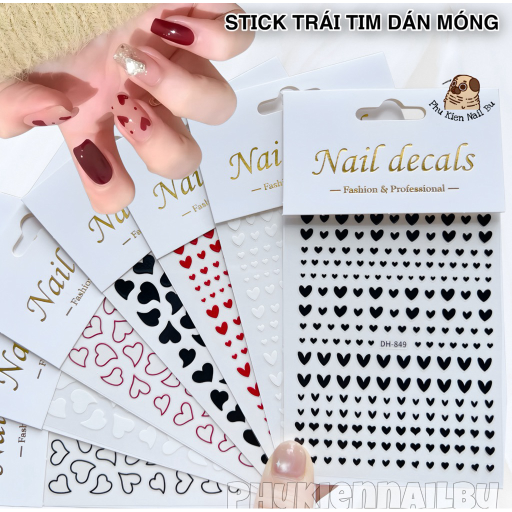 Stick trái tim dán trang trí móng | Shopee Việt Nam