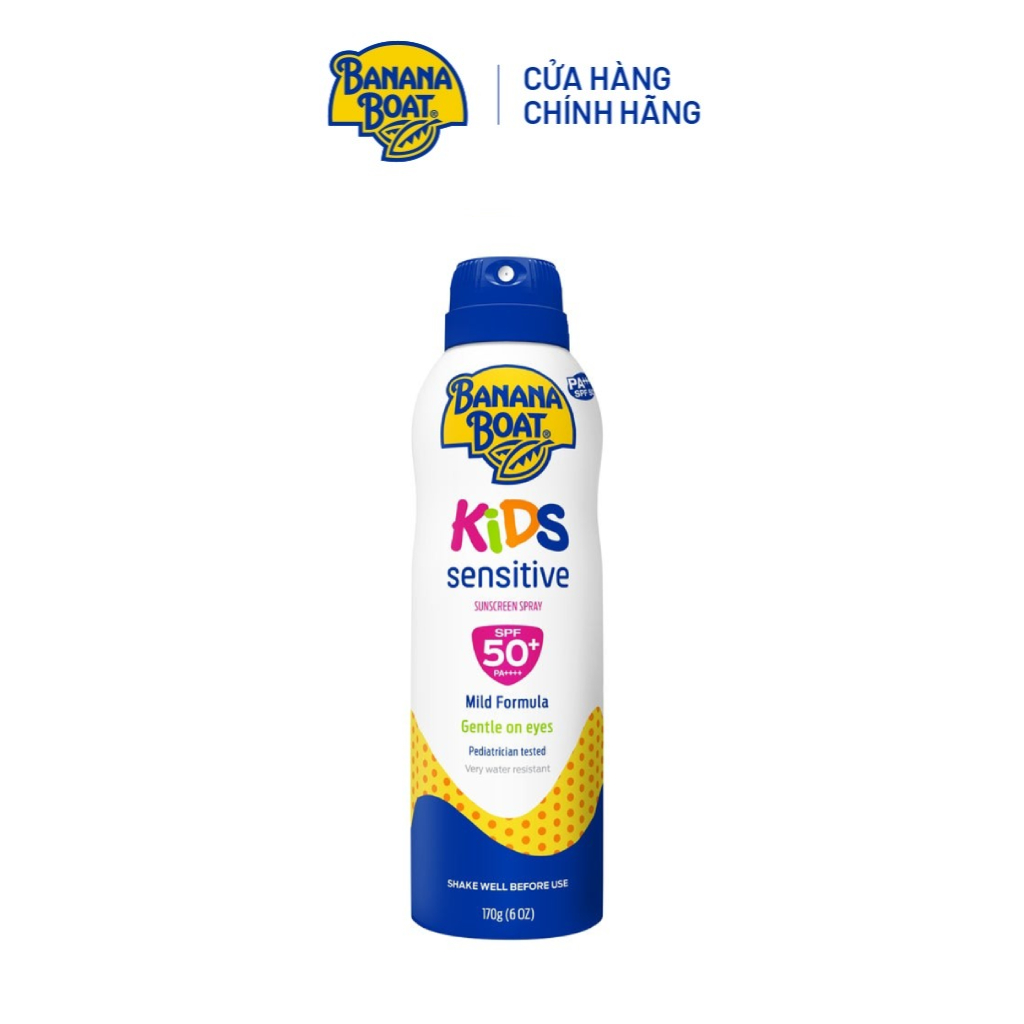 Kem Chống Nắng Banana Boat Dạng Xịt Dành Cho Trẻ Em Kids Sensitive Sunscreen Spray - SPF50+/170G