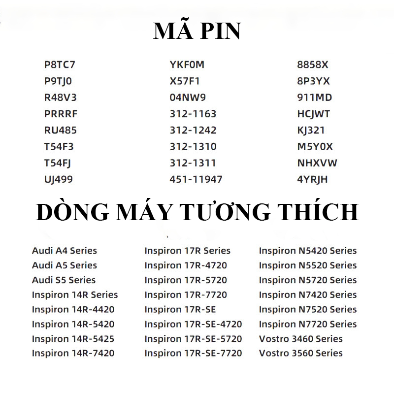 Pin Dell T54FJ Latitude E5420, E5430, E5520, E5530, E6420, E6430, E6520 BH 12 tháng