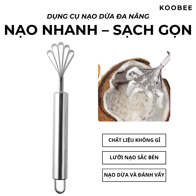 Dụng Cụ Nạo Dừa, Đánh Vảy Cá Kiêm Nạo Dừa, Nạo Ruột Bí Đỏ Chất Liệu Inox Không Gỉ Bền Đẹp (SC04)