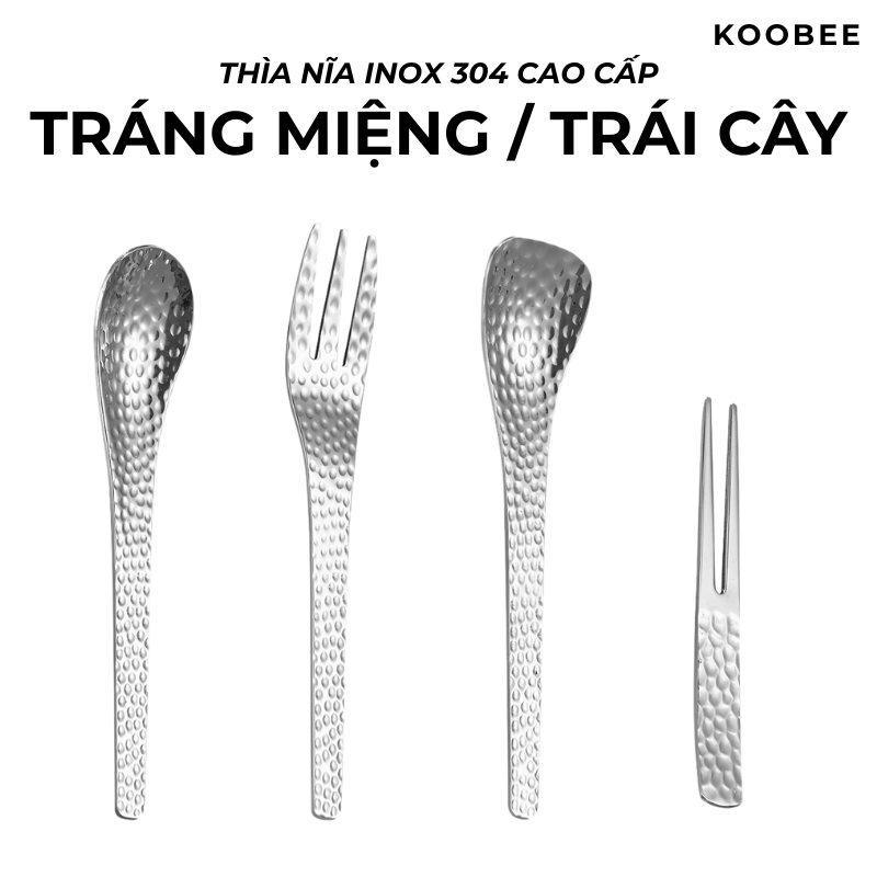 Bộ Thìa Nĩa Inox 304 Vân Rắn Dùng Ăn Tráng Miệng, Trái Cây Chất Liệu 2 Màu Dùng Nhà Hàng, Khách Sạn Cao Cấp | 278