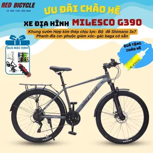 Xe Đạp Địa Hình MILESCO G390 Giá Rẻ Có Baga và Chắn Bùn, Xe Đạp Thể Thao Có Yên Sau Bền Bỉ, Ít Hỏng Vặt