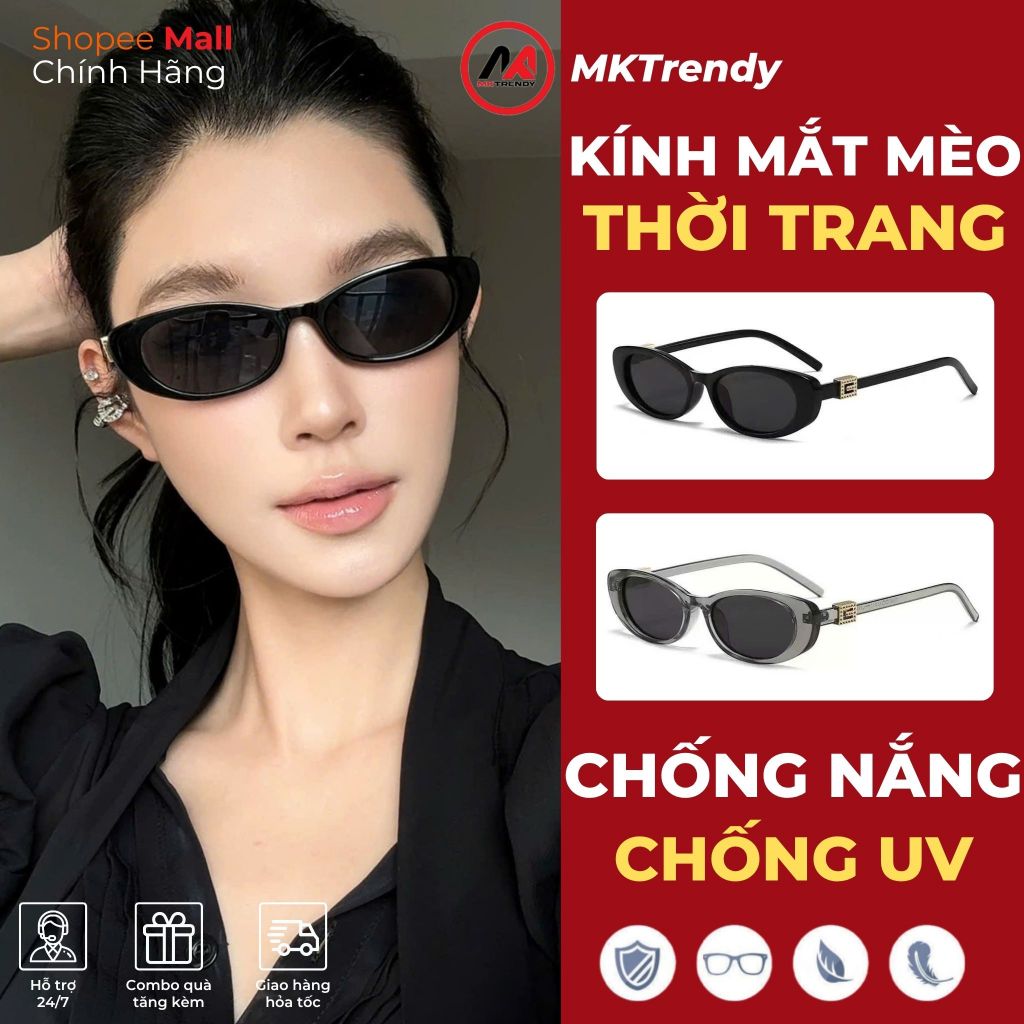 Kính râm mắt mèo MKTRENDY kính mát chống tia UV thời trang nam nữ sang trọng phong cách T22