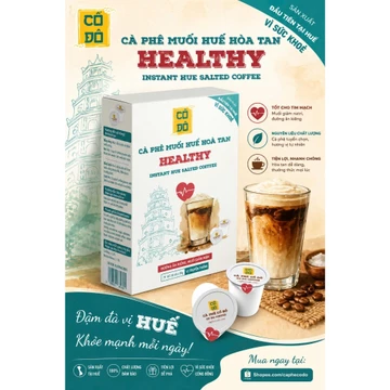 Cà Phê Muối Huế Hoà Tan Healthy - sản phẩm dùng đường ăn kiêng, muối giảm Natri