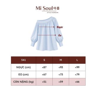 Áo trễ vai dài tay, áo lệch vai cổ áo may đáp vai dúm măng sét 2 cúc Hàn Quốc tiểu thư Misoul 541