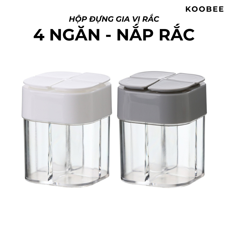 Hũ Gia Vị 4 Ngăn Có Lỗ Rắc KOOBEE – Nhựa Trong Suốt Cao Cấp, Gọn Gàng, Dễ Lấy Gia Vị (NB45)