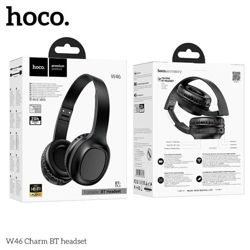 Tai nghe chụp tai blueooth hoco W46,thiết kế đẹp nhỏ gọn.