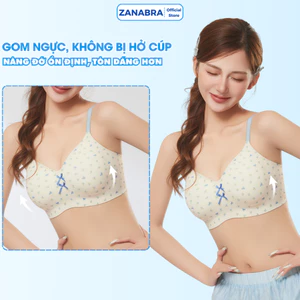 Áo Ngực Áo Lót Bra Nữ Su Đúc Họa Tiết Xinh Xắn Mút Mỏng Không Gọng Thoáng Mát Gom Quả Chống Xệ ZANABRA A967