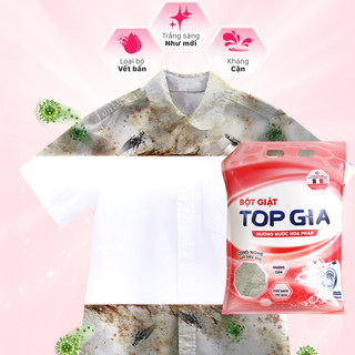 Bột Giặt TOPGIA Hương Nước Hoa Pháp Hạt Nano Kháng Cặn, An Toàn Da Tay, Thơm Dịu, Đánh Bay Vết Bẩn