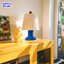 Đèn Bàn Trang Trí ”LAMP CAKE” Chân Xanh, Chụp đèn xếp ly, Decor bàn làm việc, phòng ngủ, phong cách retro hiện đại