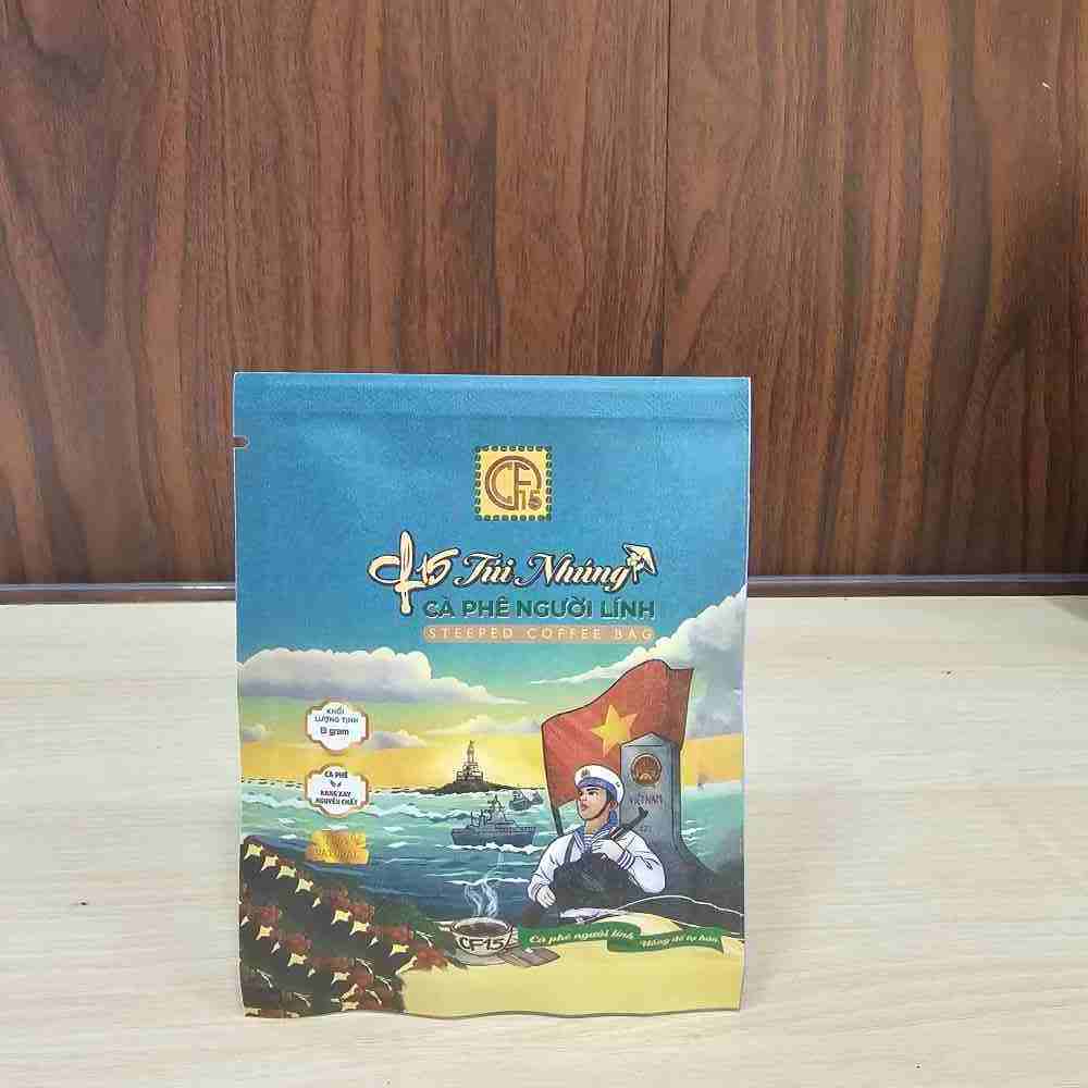 Cà Phê CF15 Túi Nhúng - Hộp 10 Gói - Cà Phê Người Lính| Robusta Nguyên Chất