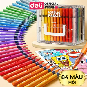 Bút Màu Acrylic Marker Roller Đầu Lông Mềm Deli 72/84/92/104M Bút Lông Vẽ Mọi Chất Liệu