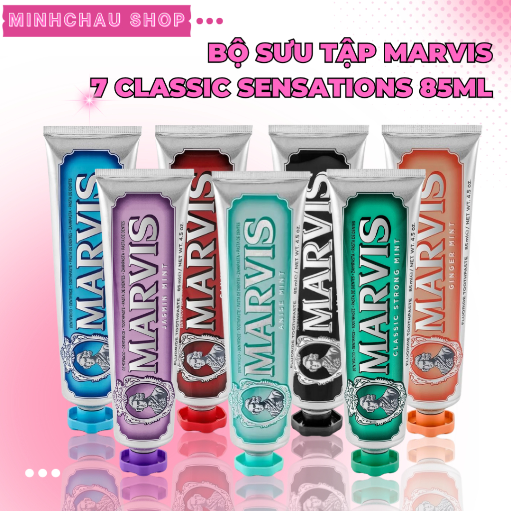(Marvis chính hãng) Bộ Sưu Tập Kem Đánh Răng Marvis 7 Classic Sensations 85ml – Hơi thở thơm mát, hỗ trợ trắng răng