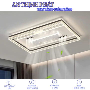 [ SALE ] Quạt đèn ốp trần AN THỊNH PHÁT vân đá đen | Quạt trần không cánh hiện đại xoay đảo 180 độ có điều khiển từ xa