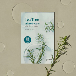 Mặt nạ giấy dưỡng ẩm, dịu da GOODAL Tea Tree Infused Water Mild Sheet Mask chiết xuất trà xanh 20G