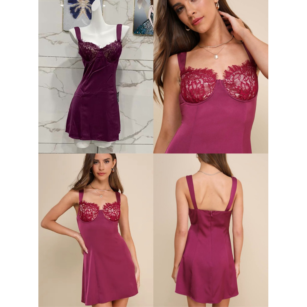 Lulus | Đầm lụa chất mượt mini dress hãng âu may 2 lớp xịn xò full tag