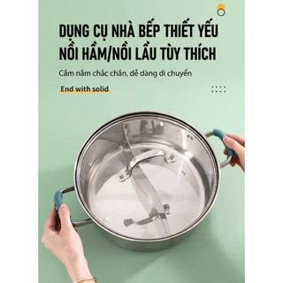 Bộ 2 Tay Lót Nồi Proki Chất Liệu Silicon Cách Nhiệt Chống Trượt Tiện Lợi, Vỏ Bọc Nồi Chống Nóng Kẹp Tai Hấp Nồi