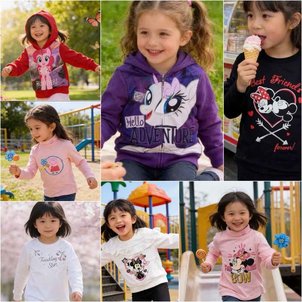 Áo Dài Tay Bé Gái Thu Đông 2-6 Tuổi (11-23kg) Cotton Mềm Mại Nhiều Mẫu Xinh L014 L007 L055 L045