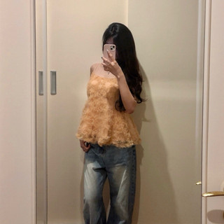 Áo babydoll voan bèo nổi lưng chun co giãn - Pearla.studio