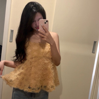 Áo babydoll voan bèo nổi lưng chun co giãn - Pearla.studio