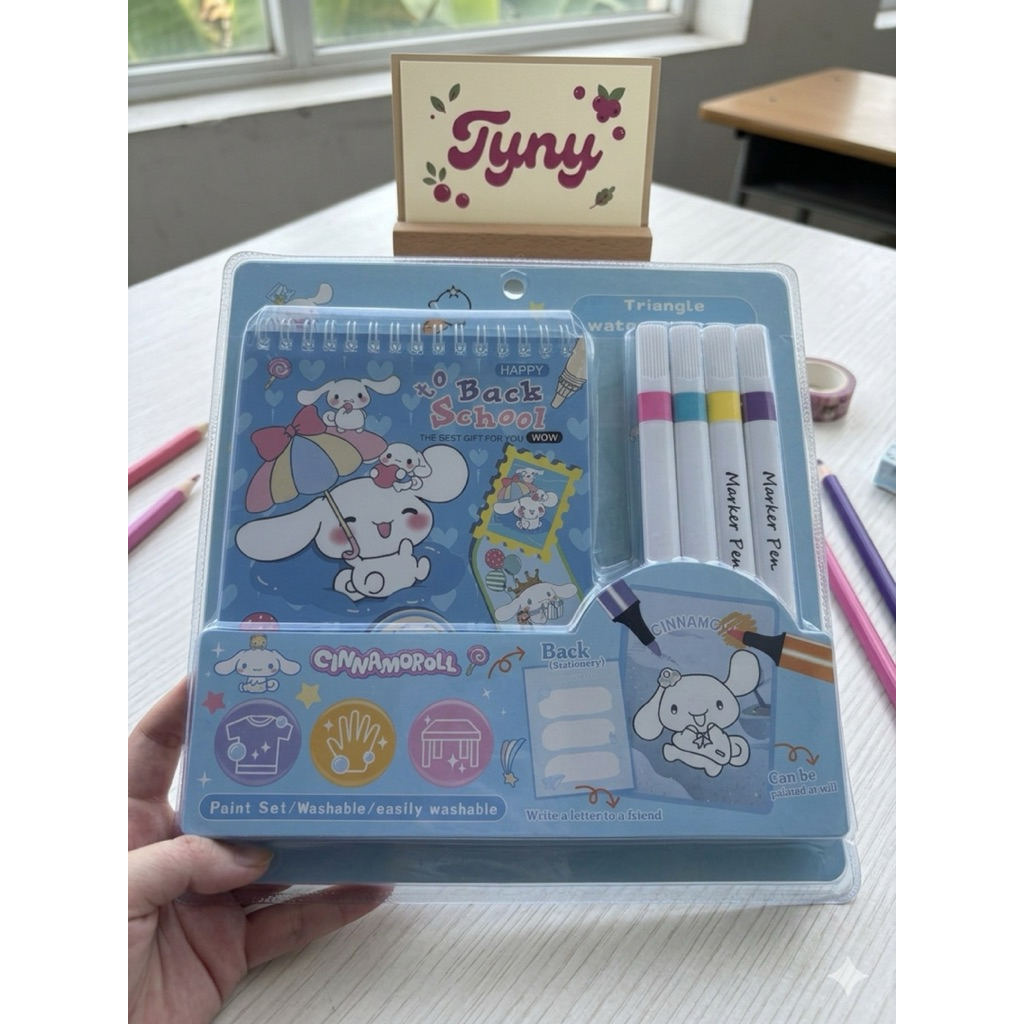 Set Bộ Sổ Và Bút Màu Kuromi Cinnamoroll Melody Thiết Kế Sinh Động Phát Triển Kỹ Năng Sáng Tạo Cho Trẻ