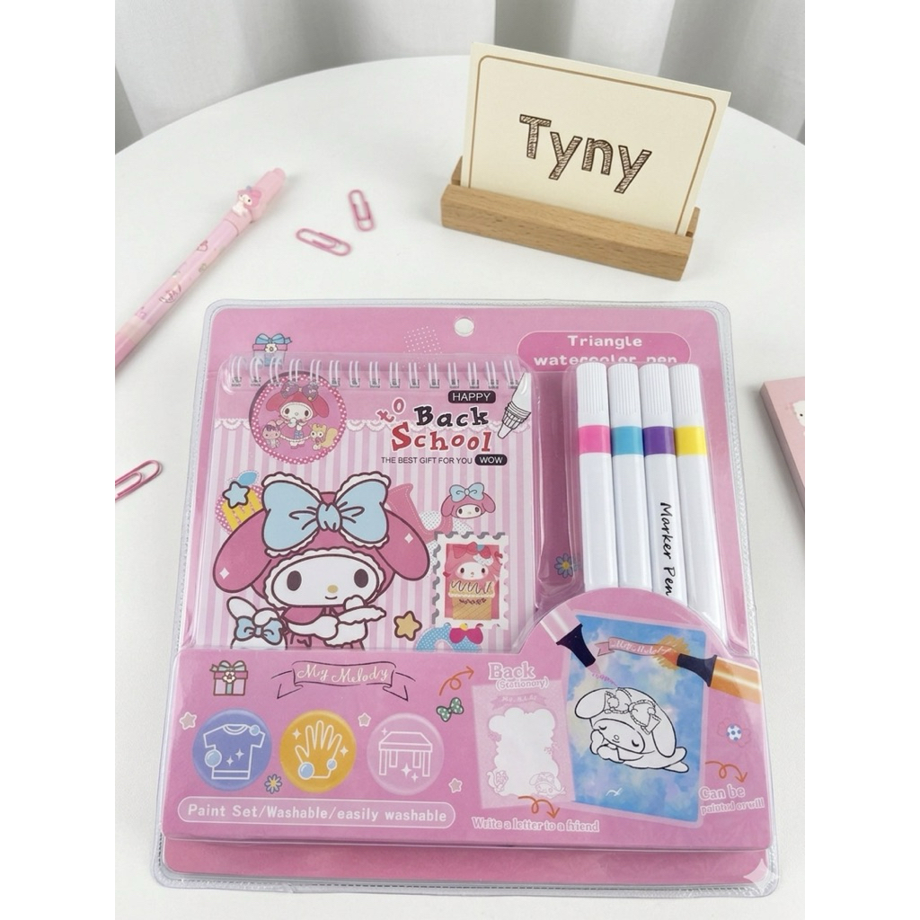Set Bộ Sổ Và Bút Màu Kuromi Cinnamoroll Melody Thiết Kế Sinh Động Phát Triển Kỹ Năng Sáng Tạo Cho Trẻ
