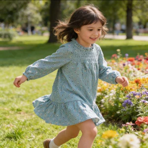 Váy Bé Gái Dài Tay Hoa Nhí Xuất Dư Cao Cấp Form Xinh 0003K Size 3-4 Tuổi (17-20kg)