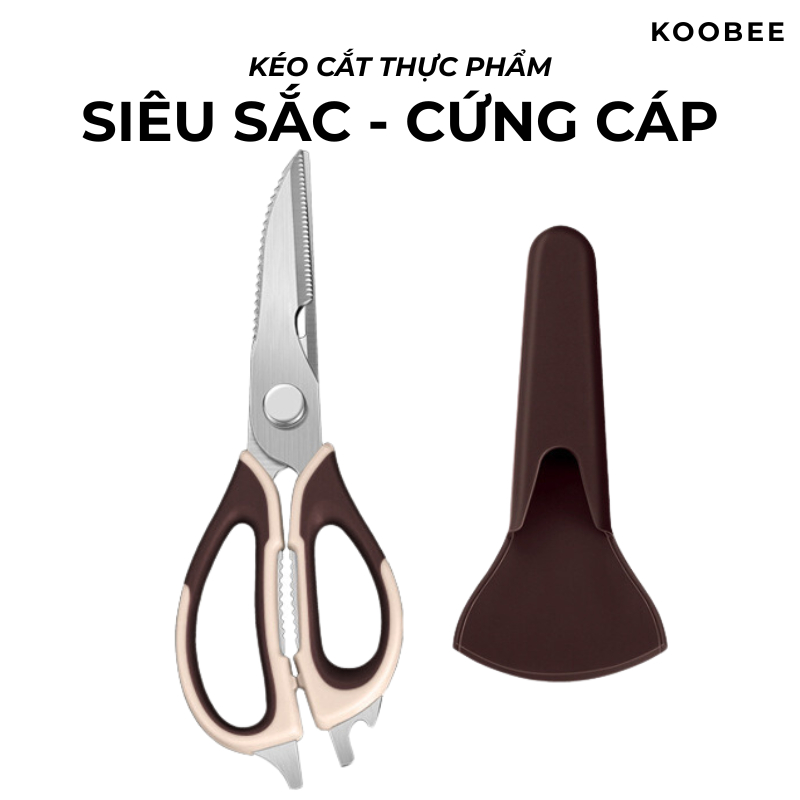 Kéo Cắt Thực Phẩm Đa Năng Nhà Bếp 23.5cm Có Bao Đựng Dính Hít Nam Châm - Kéo Cắt Gà Cao Cấp | 034